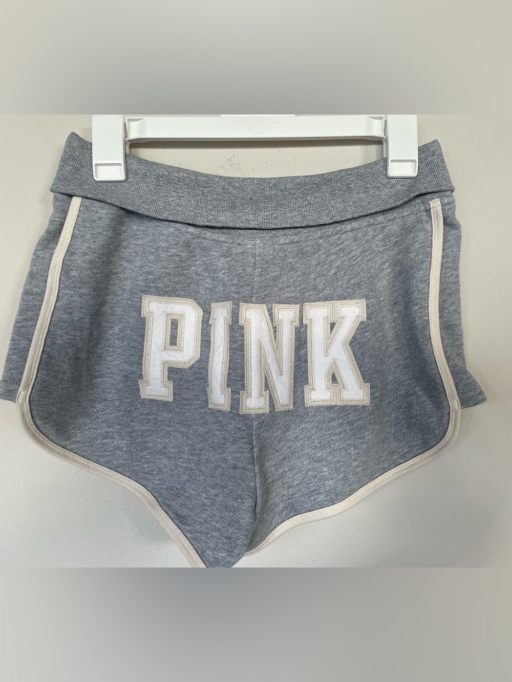 Victoria's Secret PINK Women Campus Terry Foldover Shorts  Heather Gray Logo S